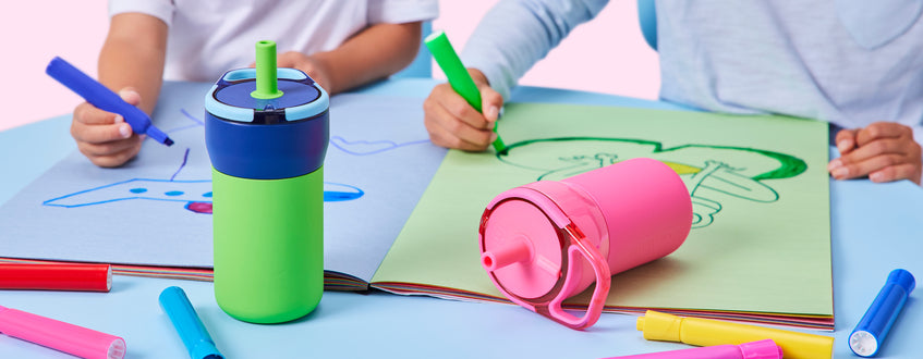 Children drawing near kids tumblers