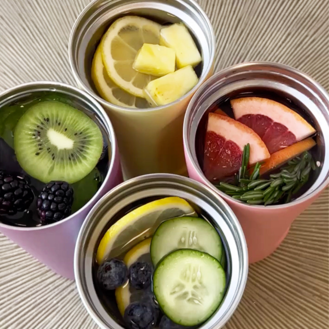 fruit in multishaker bottle.