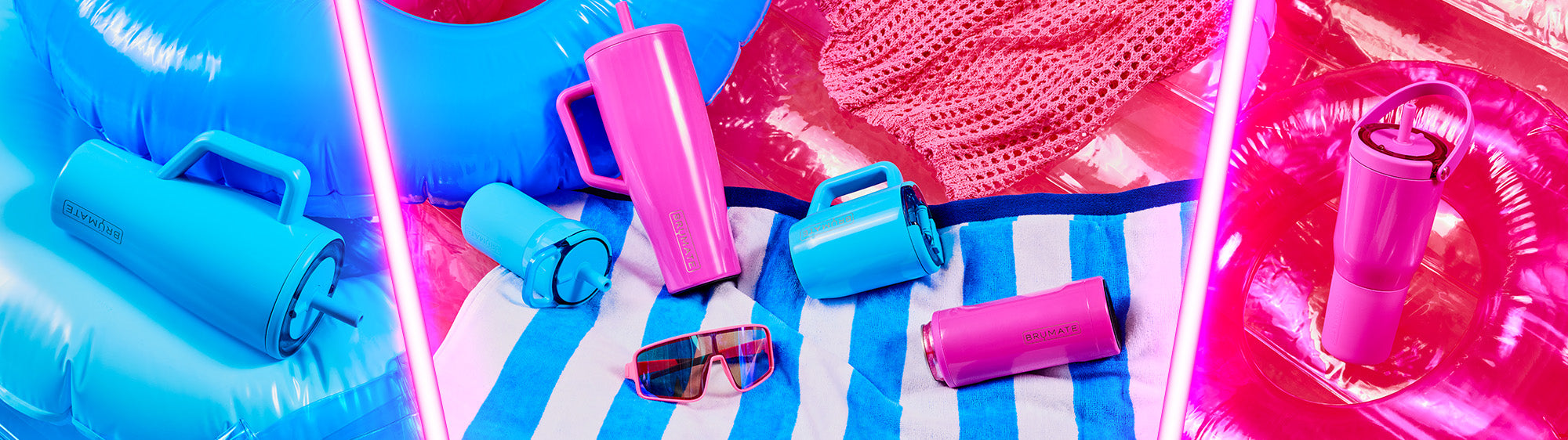 Electric Blue and Vivid Magenta drinkware.